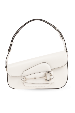 【関税&送料込】Gucci Ivory Leather Horsebit 1955 Shoulder B Gucci Horsebit 1955 medium shoulder bag in white leather